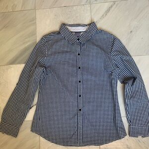 Laura Scott Petite Medium 97% Cotton Long Sleeves, Checkered Pattern, Blue/White